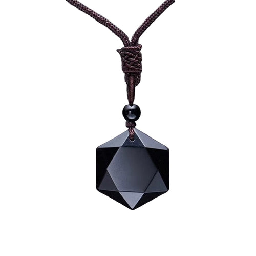 Obsidian Tibetan metaphysical necklace