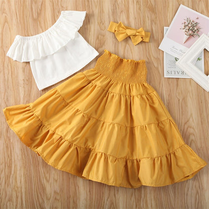 Off Shoulder Crop Top & Ruffle Skirt Set