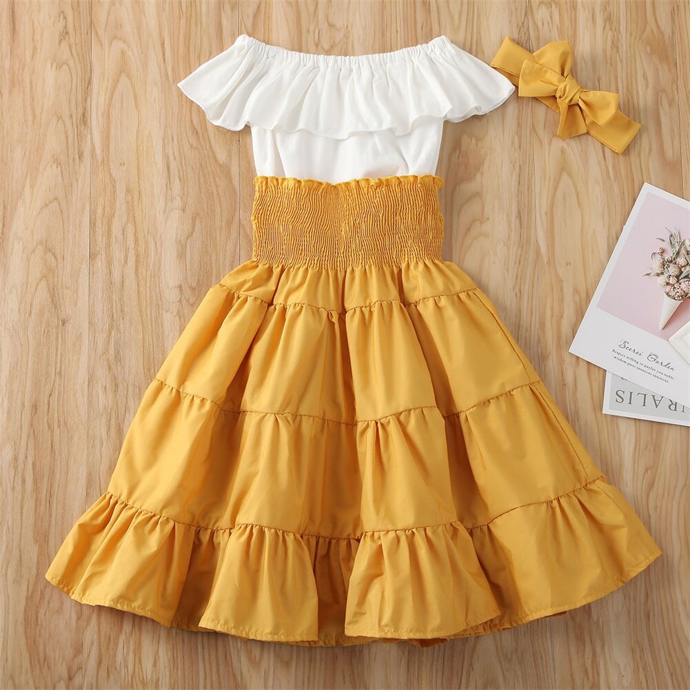 Off Shoulder Crop Top & Ruffle Skirt Set