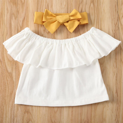 Off Shoulder Crop Top & Ruffle Skirt Set