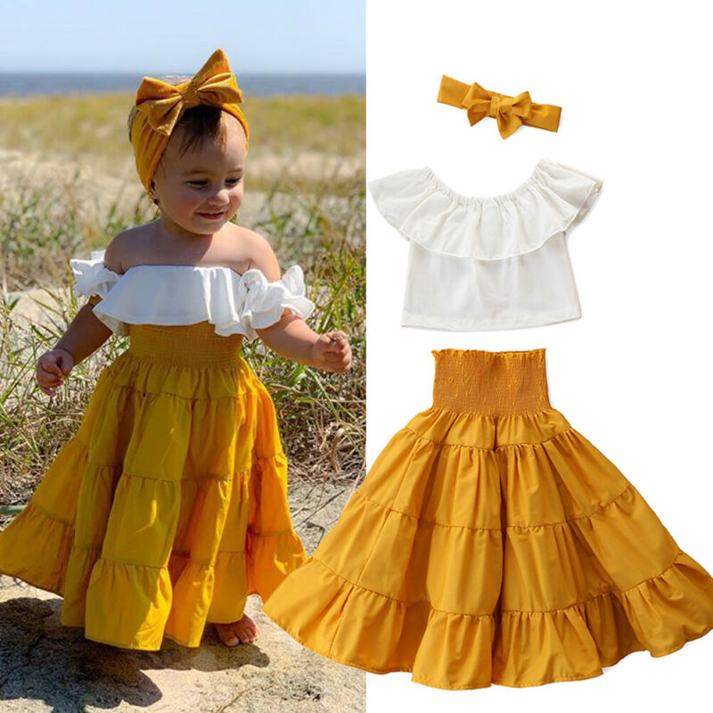 Off Shoulder Crop Top & Ruffle Skirt Set