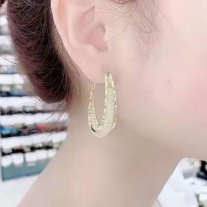 Oval Shiny Hoop Earrings