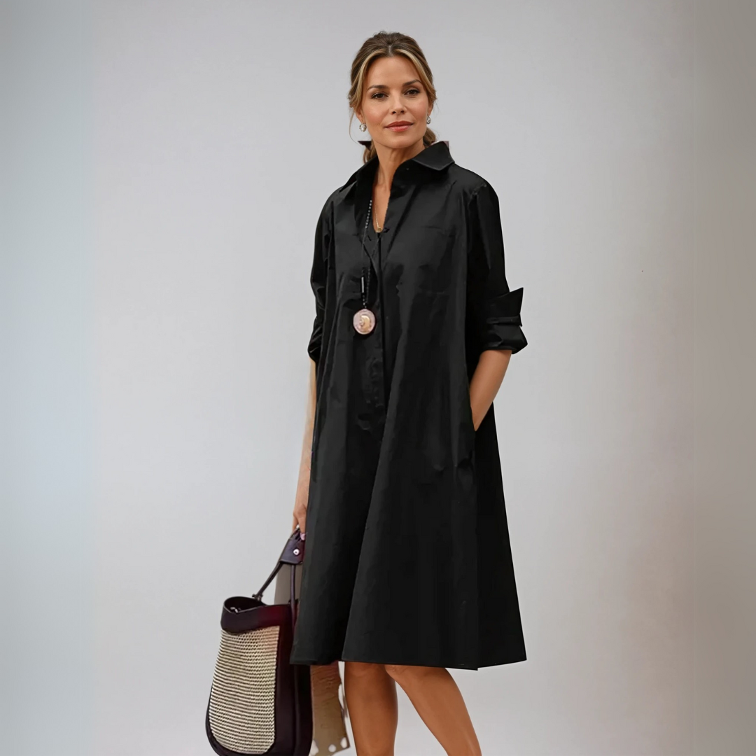 Oversized Black Shirt Dress for Women