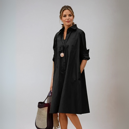 Oversized Black Shirt Dress for Women