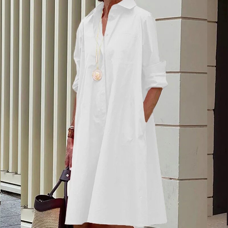 Oversized Black Shirt Dress for Women