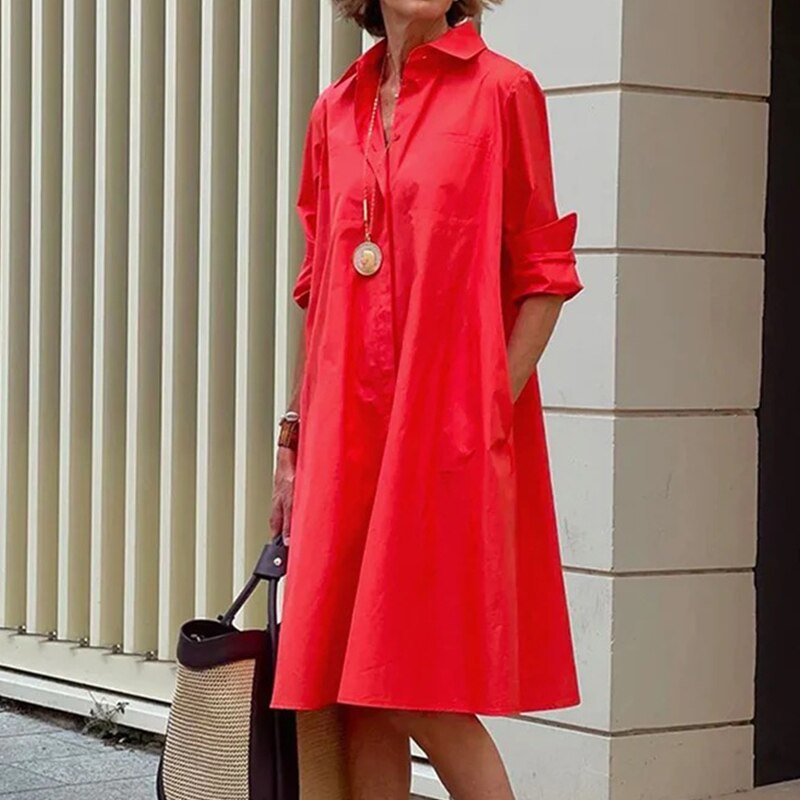 Oversized Black Shirt Dress for Women