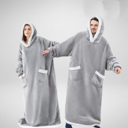Oversized Blanket Hoodie With Sherpa Lining For Women Microfleece