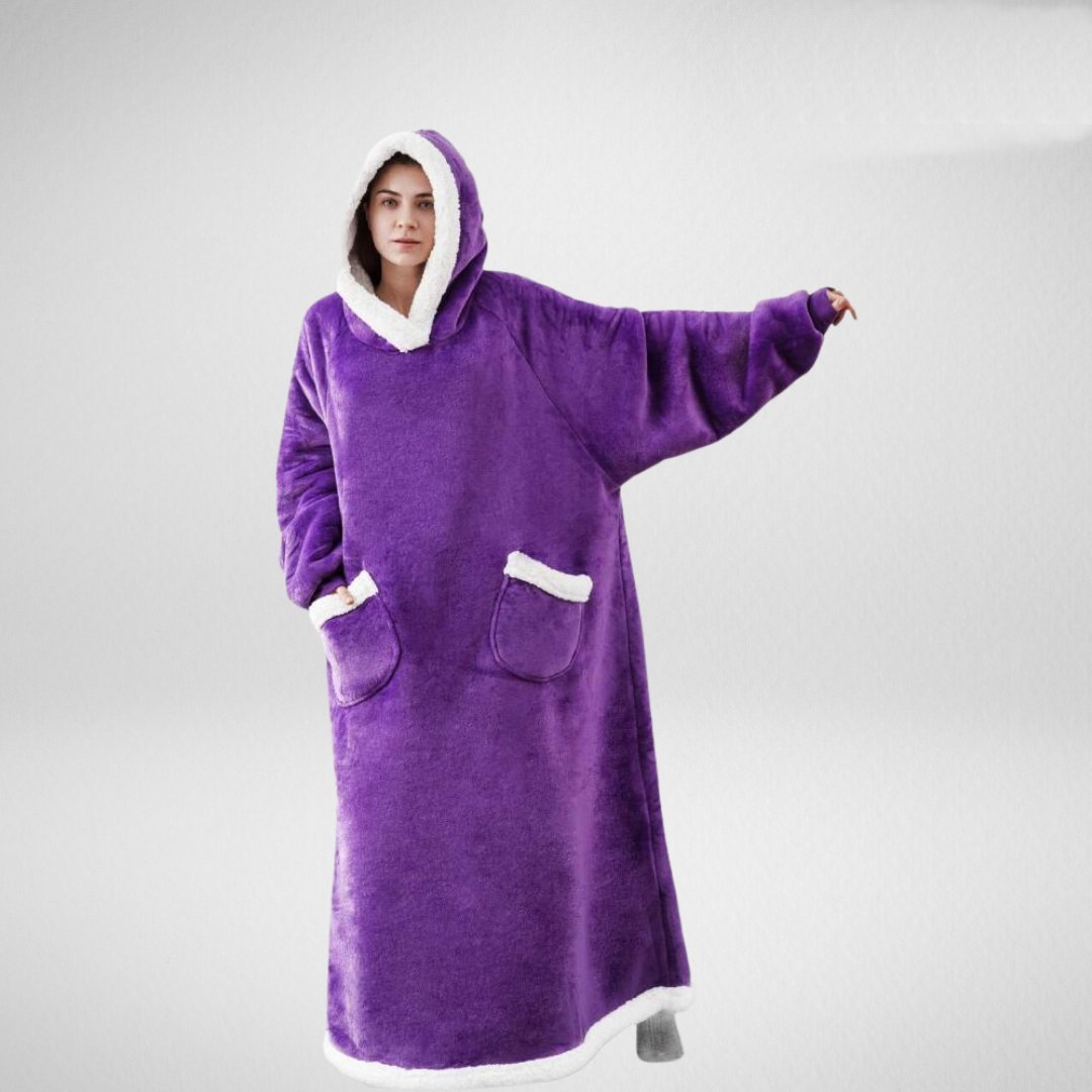 Oversized Blanket Hoodie With Sherpa Lining For Women Microfleece