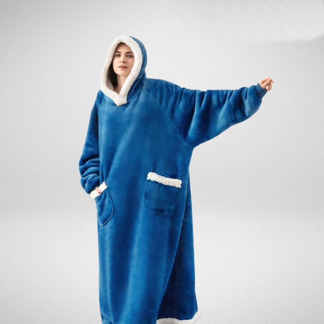 Oversized Blanket Hoodie With Sherpa Lining For Women Microfleece