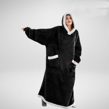 Oversized Blanket Hoodie With Sherpa Lining For Women Microfleece