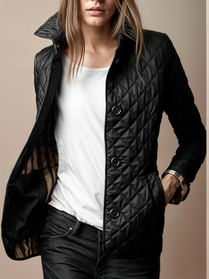Padded women's jacket with turn-up collar