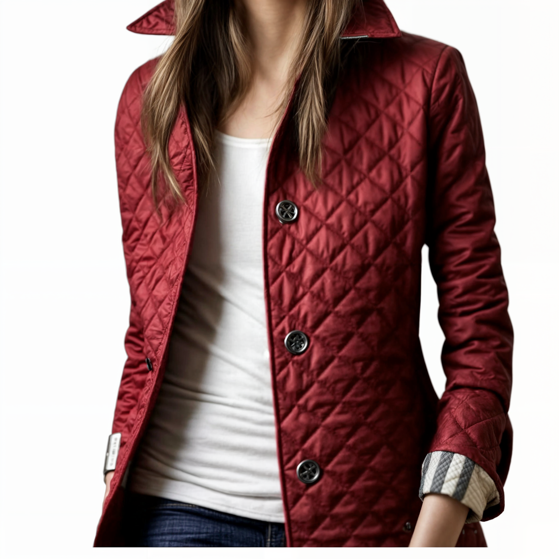 Padded women's jacket with turn-up collar