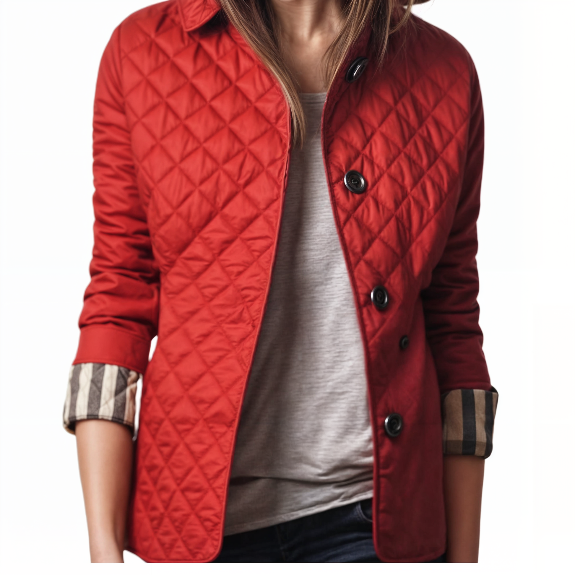 Padded women's jacket with turn-up collar