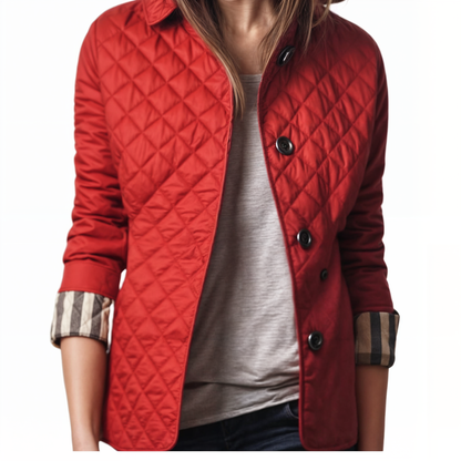 Padded women's jacket with turn-up collar
