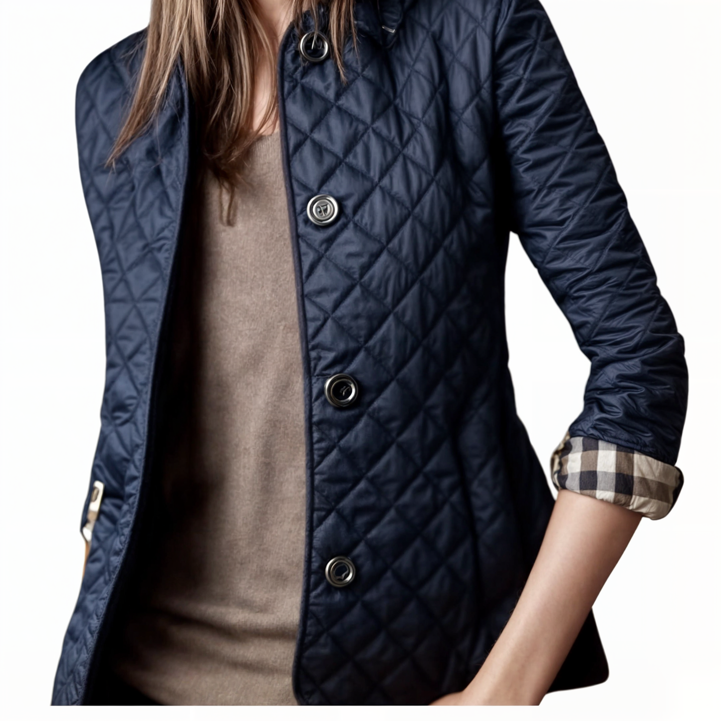Padded women's jacket with turn-up collar