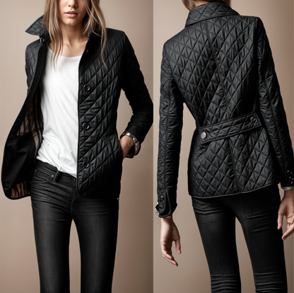 Padded women's jacket with turn-up collar