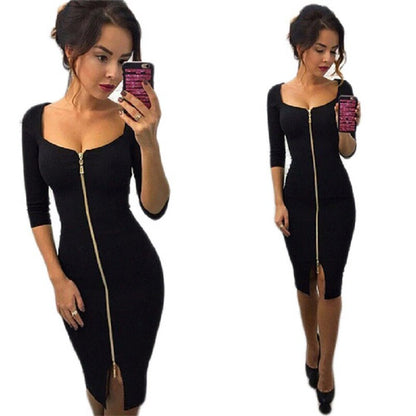 Pencil dress with zip