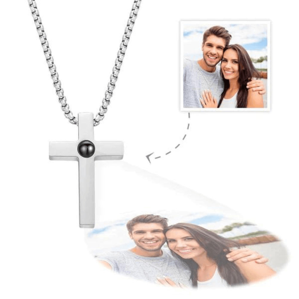Photo Projection Cross Necklace