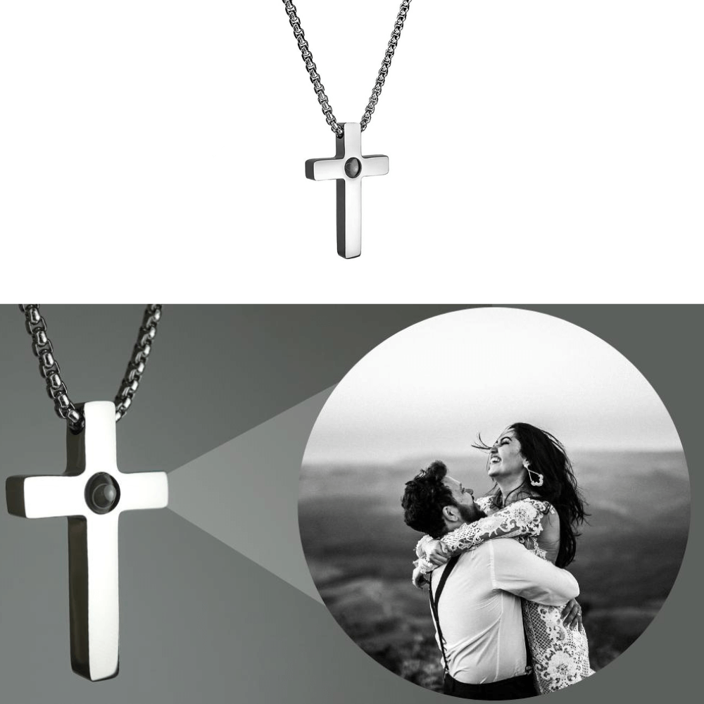 Photo Projection Cross Necklace