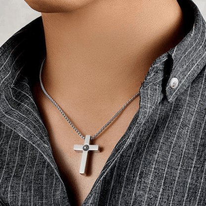 Photo Projection Cross Necklace