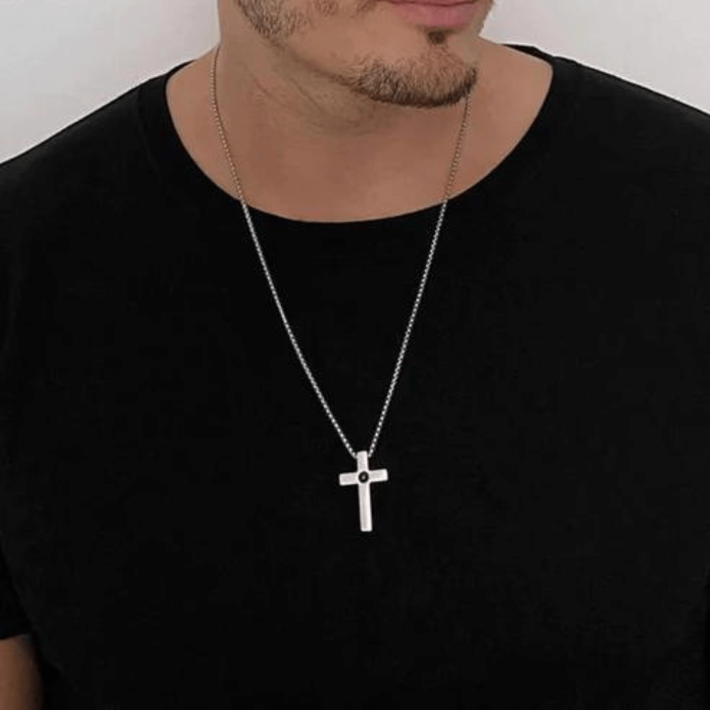 Photo Projection Cross Necklace