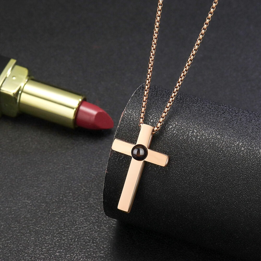 Photo Projection Cross Necklace