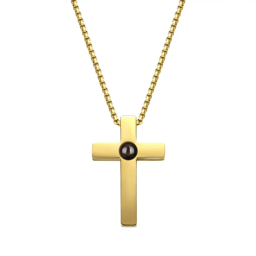 Photo Projection Cross Necklace