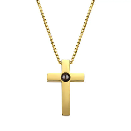 Photo Projection Cross Necklace