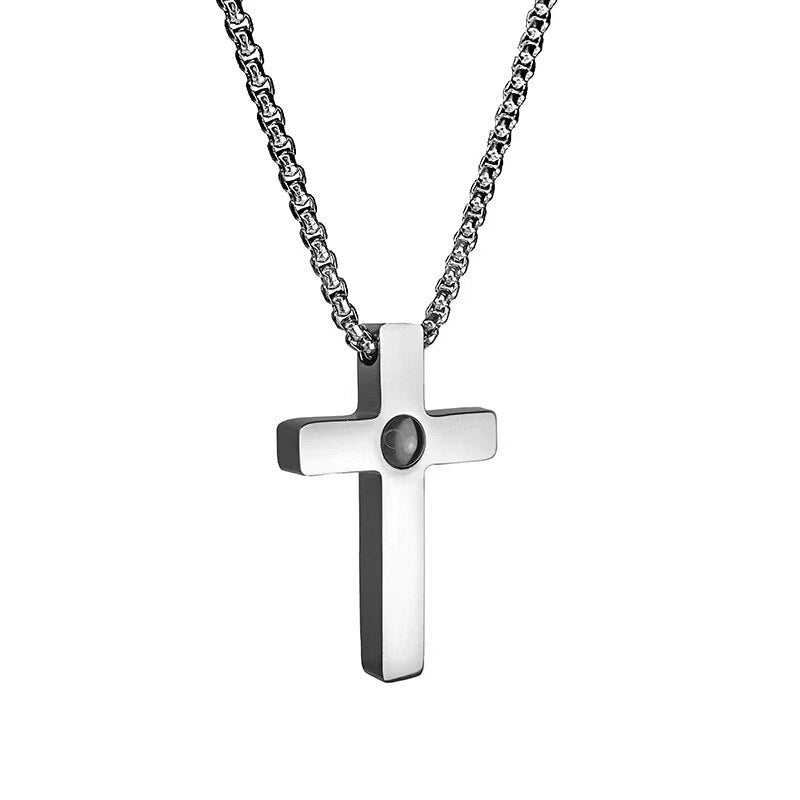Photo Projection Cross Necklace