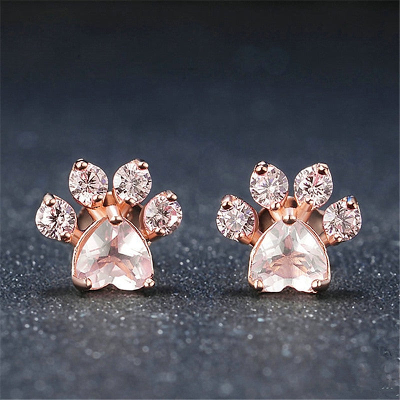 Pink paw earrings - Always your faithful four-legged friend with you