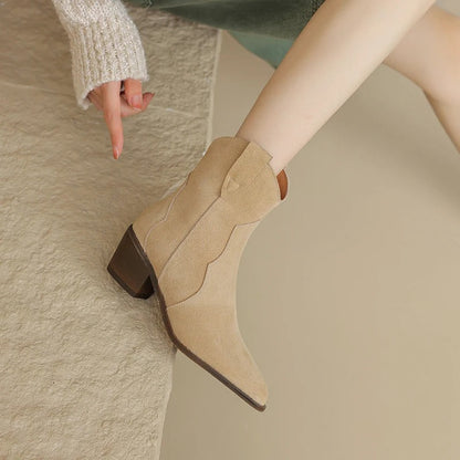 Pointed Wedge Heel Ankle Boots