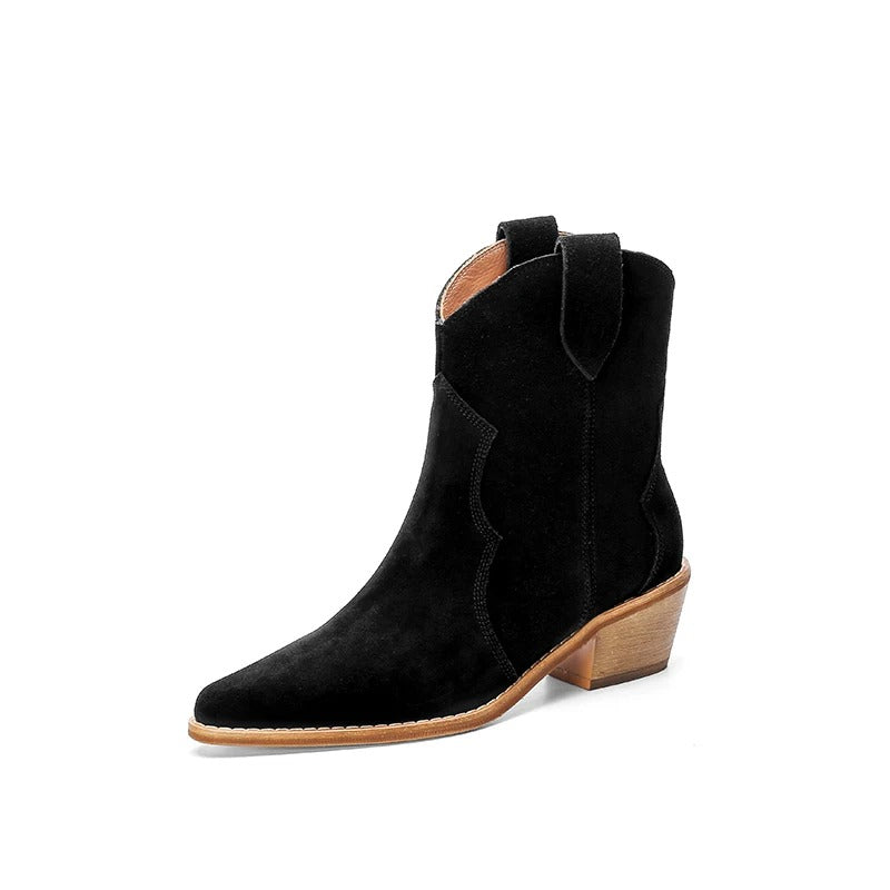 Pointed Wedge Heel Ankle Boots
