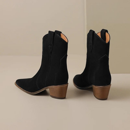 Pointed Wedge Heel Ankle Boots