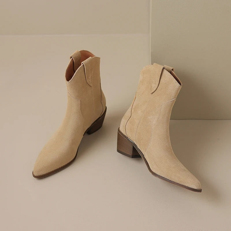 Pointed Wedge Heel Ankle Boots