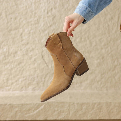 Pointed Wedge Heel Ankle Boots