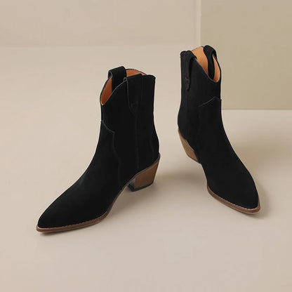 Pointed Wedge Heel Ankle Boots