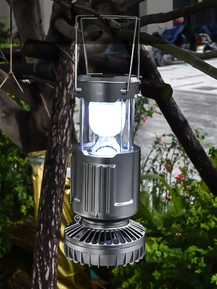 Portable solar lantern fan