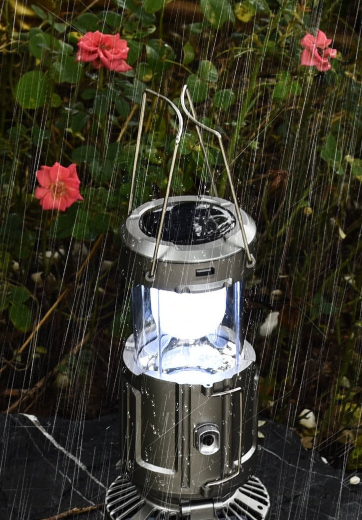 Portable solar lantern fan
