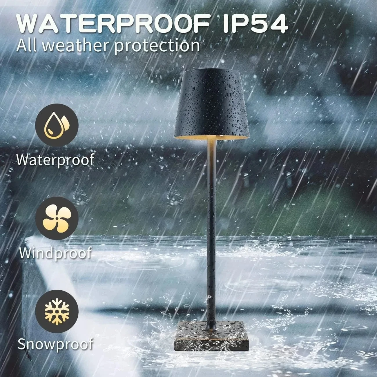 Rechargeable Table Lamp Elegant Aluminium Wireless Waterproof for Indoor and Outdoor