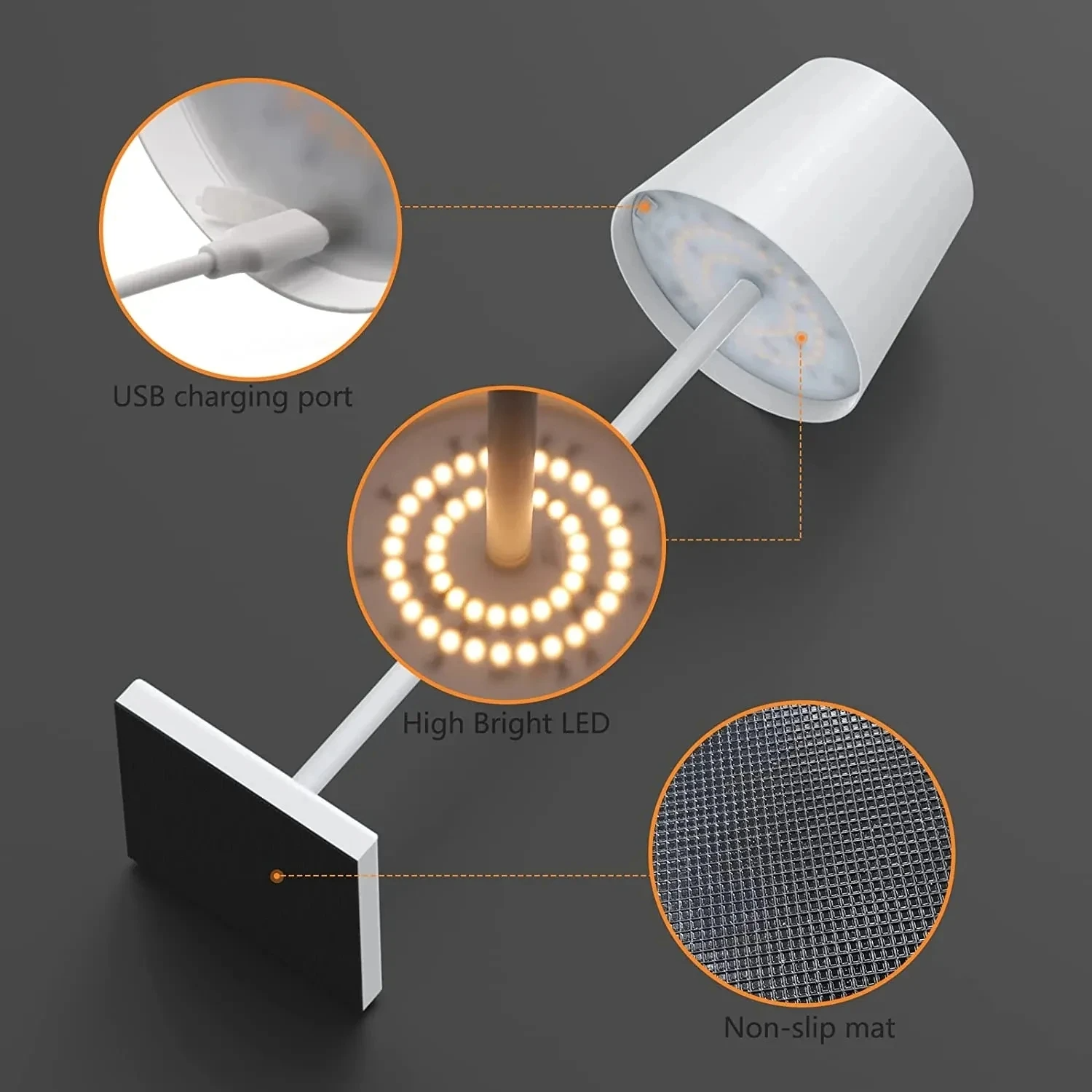 Rechargeable Table Lamp Elegant Aluminium Wireless Waterproof for Indoor and Outdoor