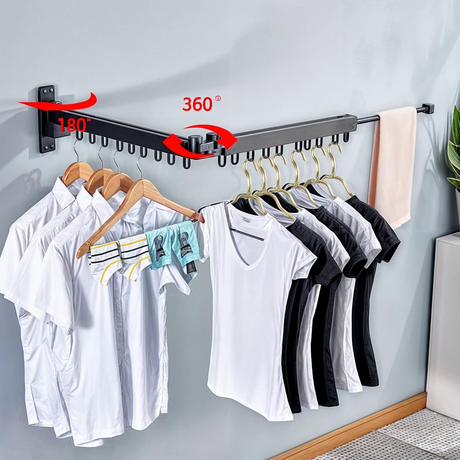 Retractable drying rack for clothes