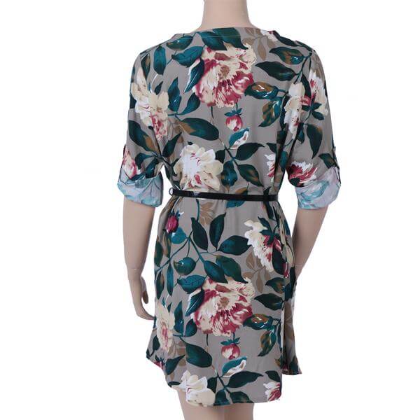 Retro Floral Long-Sleeved Dress