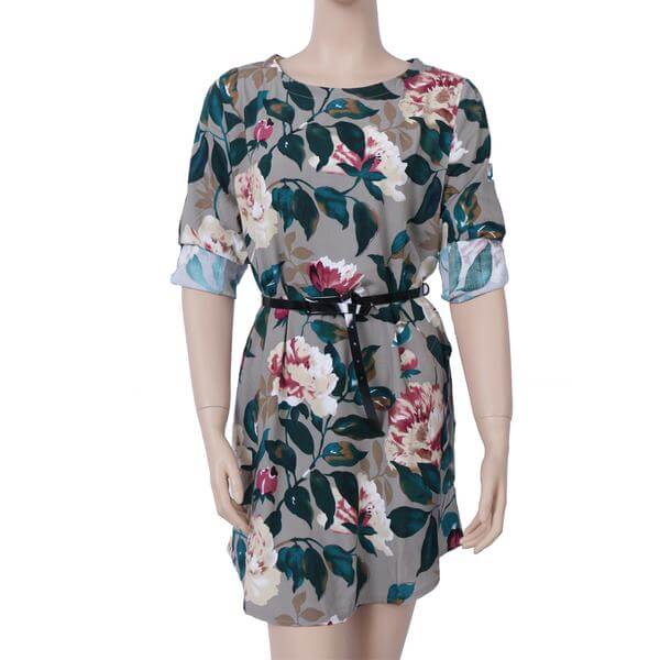 Retro Floral Long-Sleeved Dress