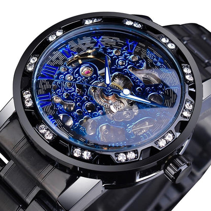 Retro luminous skeleton mechanical watch