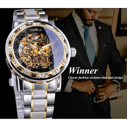 Retro luminous skeleton mechanical watch
