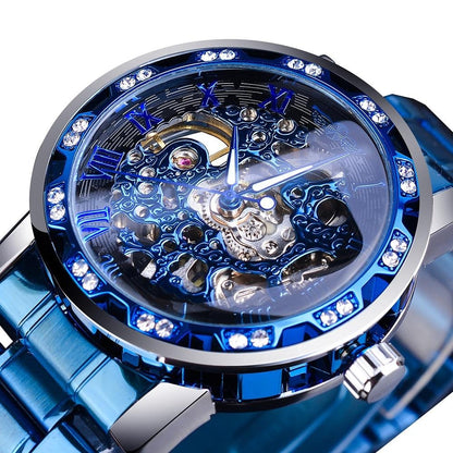 Retro luminous skeleton mechanical watch