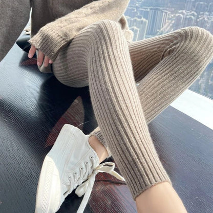 Ribbed high-waisted leggings for women