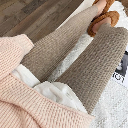 Ribbed high-waisted leggings for women