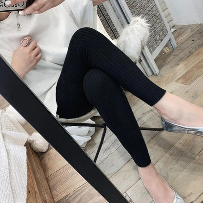 Ribbed high-waisted leggings for women