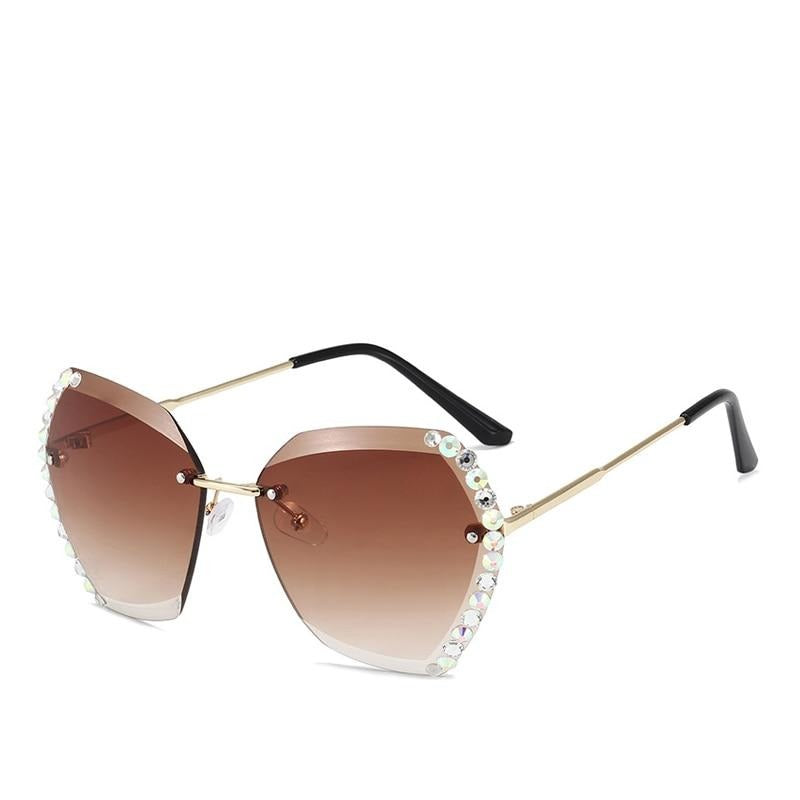 Rimless Rhinestone Sunglasses